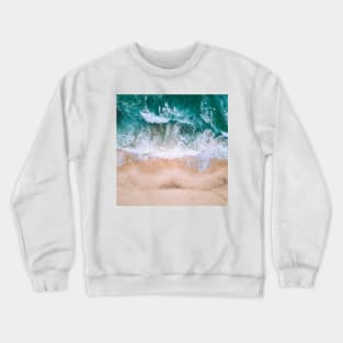 Turquoise Blue Ocean Shore Waves Crewneck Sweatshirt